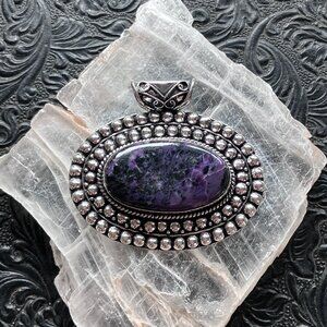 Western Styled Charoite Crystal Stone Jewelry Pendant